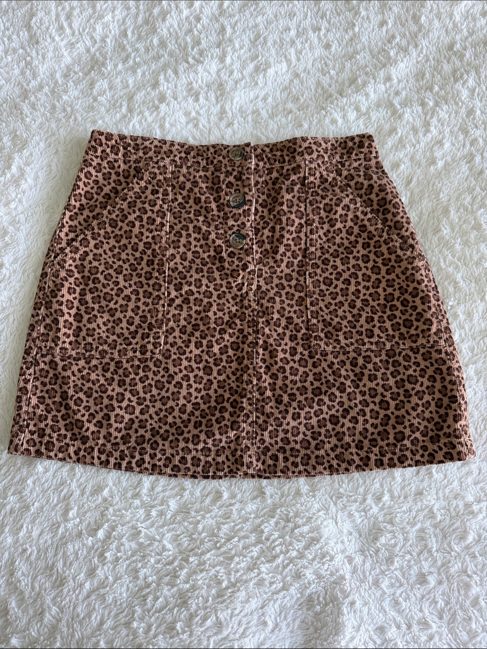 Mini Boden girls size 11-12 leopard print corduroy skirt with elastic back waist